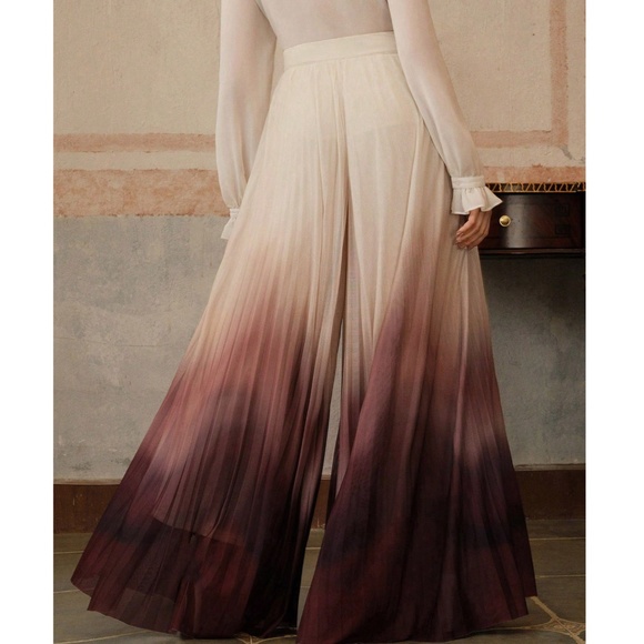 Classic Ombre High Waisted Zipper Wide Leg Trouser Pants - Picture 2 of 6